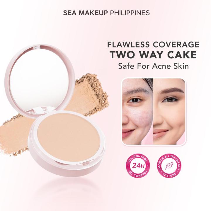 Sea Makeup Smooth and Blurring Powder Foundation Two Way Cake